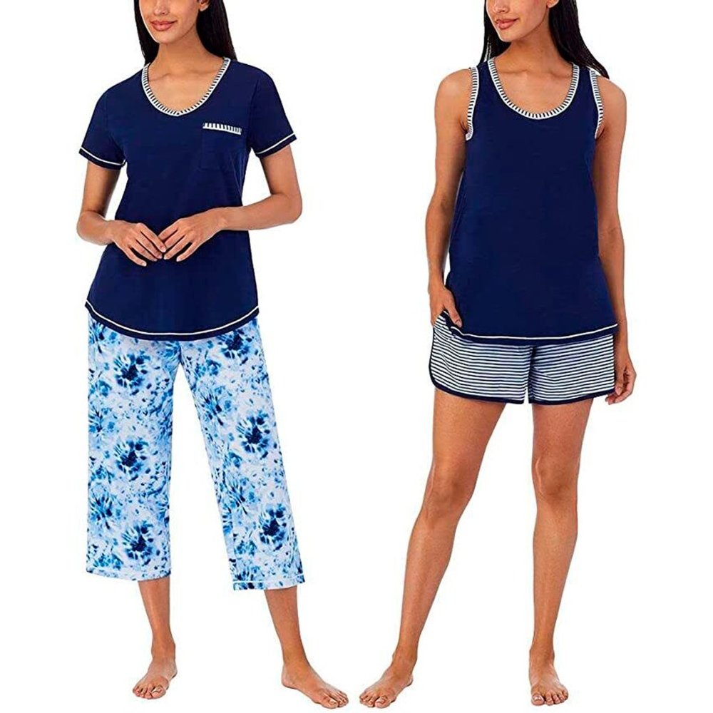 Carole Hochman Women's 4 Piece Pajama Set Tank Top SS Top Short Capri Pant SZ 3X